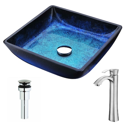 Anzzi Viace Blazing Blue Vessel Sink with Harmony Nickel Faucet LSAZ056-095B